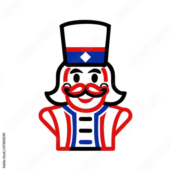 Fototapeta Nutcracker in traditional attire icon with a cheerful expression for Christmas theme