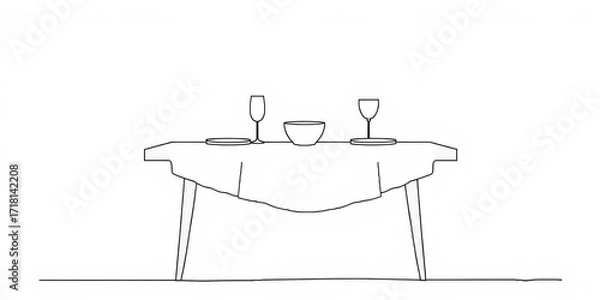 Fototapeta Elegant table setting for two with wine glasses and plates ready for a romantic meal