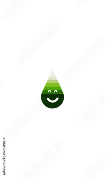 Obraz Smiling green water drop icon