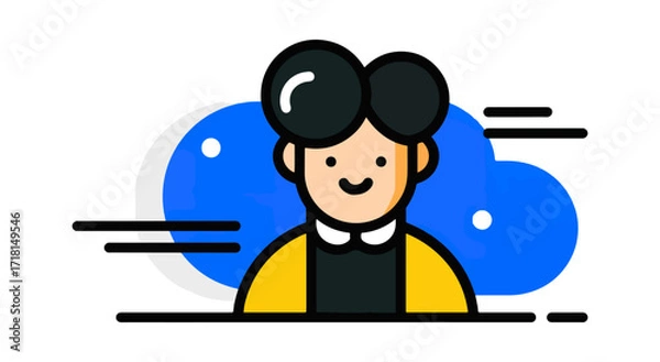 Fototapeta Smiling person icon with blue cloud background