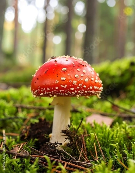 Obraz Red mushroom in forest