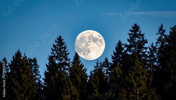 Obraz Full moon over a forest