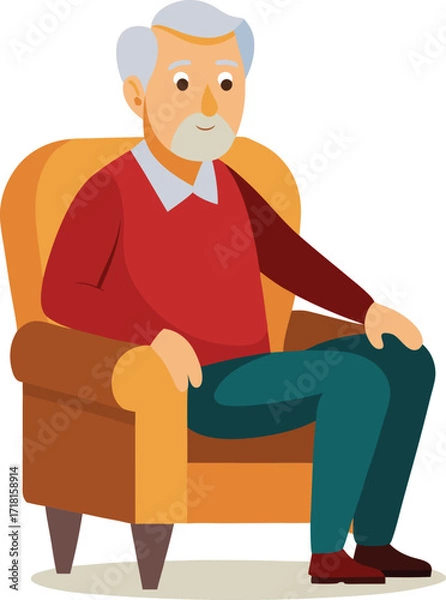 Fototapeta Senior man relaxing in armchair illustration vector design for graphic use