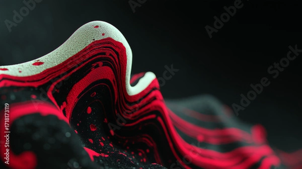 Fototapeta Abstract red and black wave texture with white detail