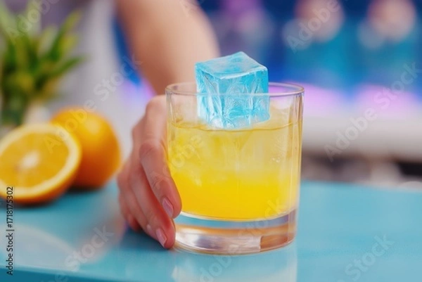 Obraz Refreshing Citrus Drink with Ice Cube