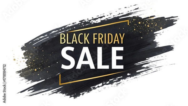 Obraz Black Friday Sale Brush Stroke Banner – Abstract Ink Paint Design, Transparent PNG Background
