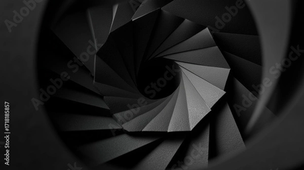 Fototapeta Black spiral staircase viewed from above