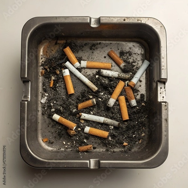 Obraz cigarette and ashtray view from above 