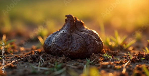Fototapeta Bosta, wet cow dung in the fields