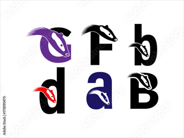 Fototapeta Bull head vector minimalist illustration features two abstract black animal designs on a crisp white background