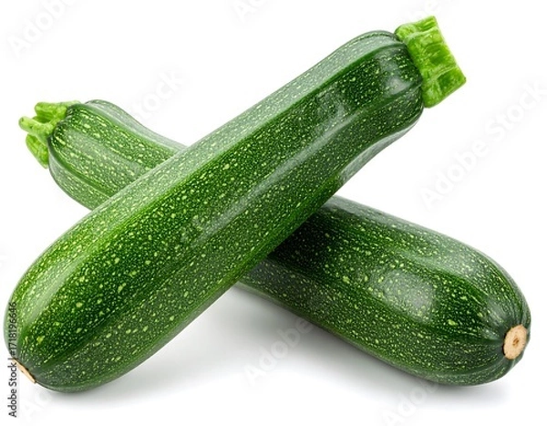 Fototapeta Two green zucchini, crossed, isolated