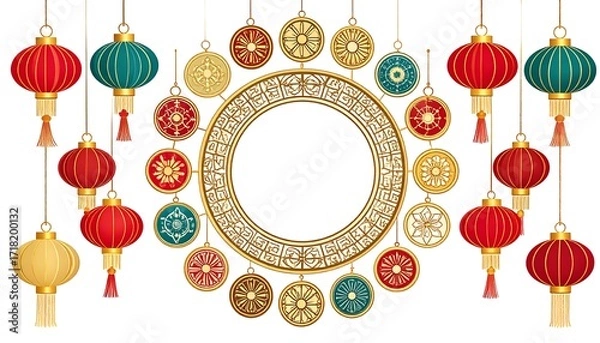 Obraz Circular frame with lanterns