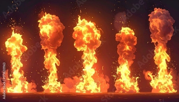 Obraz Fiery plumes rising, digitally rendered