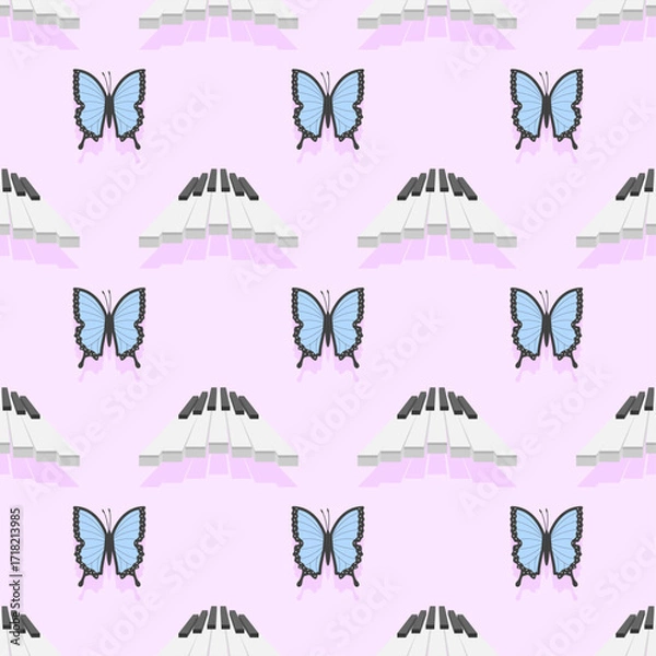 Obraz Seamless Pattern Abstract Elements Concert, Performance, Music Piano Keys Notes Vector Design Style Background Illustration Texture For Prints Textiles, Clothing, Gift Wrap, Wallpaper, Pastel