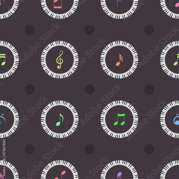 Obraz Seamless Pattern Abstract Elements Concert, Performance, Music Piano Keys Notes Vector Design Style Background Illustration Texture For Prints Textiles, Clothing, Gift Wrap, Wallpaper, Pastel