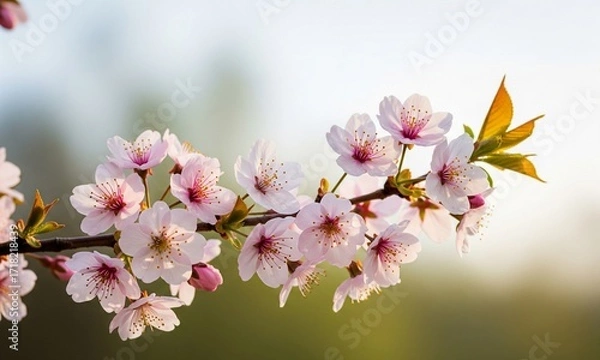 Fototapeta cherry blossom in spring with blur background 
