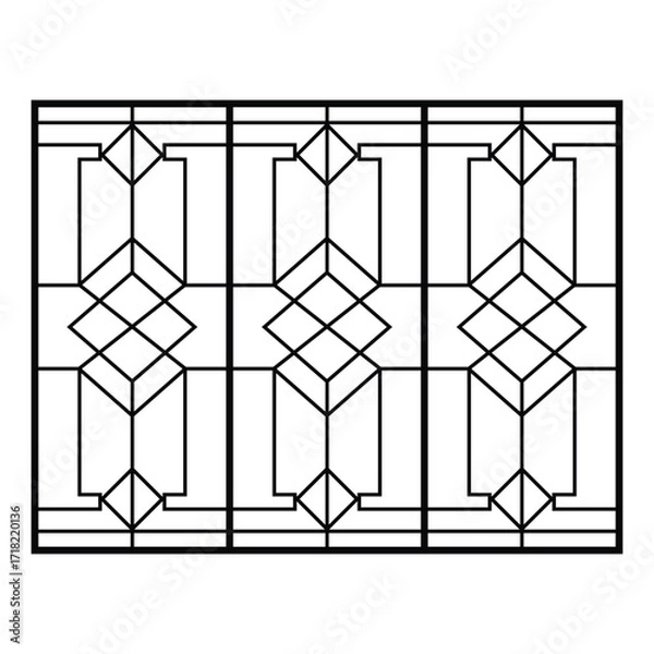 Obraz Geometric Art Deco Panel Design Repeating Lines, Grid, Black, White, Pattern