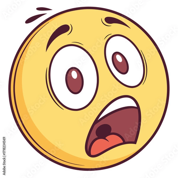 Fototapeta Shocked emoji with raised eyebrows and open mouth