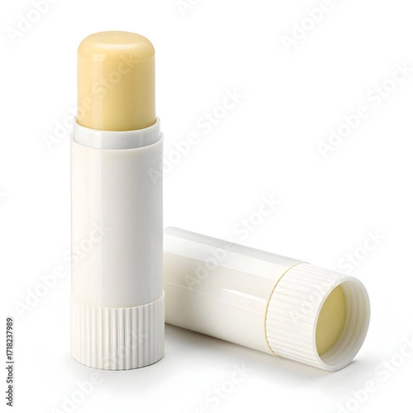 Fototapeta A compact glue stick shown on a white background, perfect for quick, clean adhesive application in crafts, school,