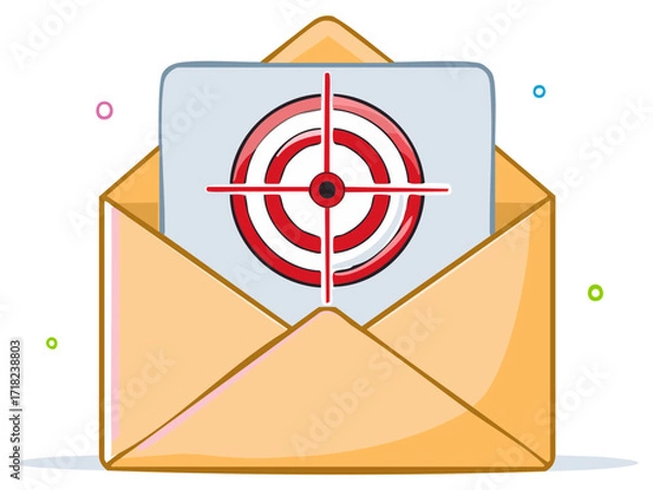 Fototapeta Targeted advertising message delivery in an open mail envelope illustration