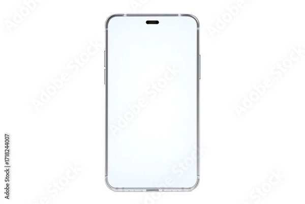 Fototapeta Front view smartphone mockup with light screen, isolated on transparent background