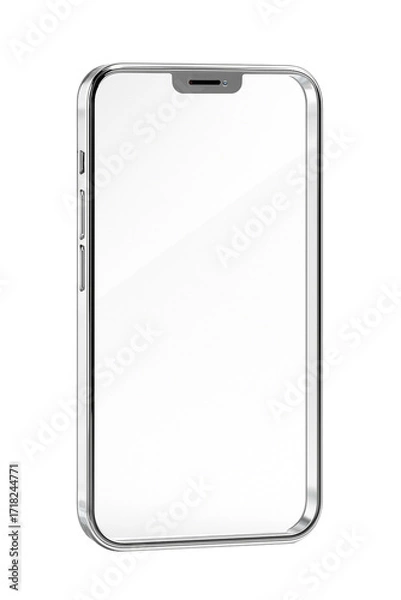 Fototapeta White smartphone mockup with empty screen, isolated on transparent background
