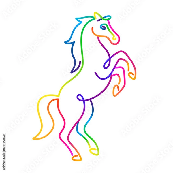 Fototapeta Horse Continuous Line Vector Art. Neon Color Outline Animal Sketch. Abstract Gradient Horse Silhouette Illustration.