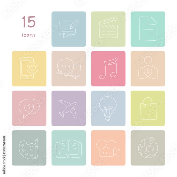 Fototapeta Set of 15 modern thin line icons for web and mobile.