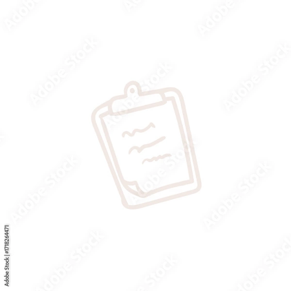 Fototapeta Minimalist white line art of a clipboard icon.