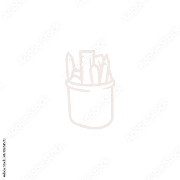 Fototapeta Subtle white hand drawn sketch of fast food fries.