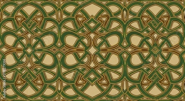 Fototapeta Elegant Celtic knot pattern in earth tones creates a stunning vintage aesthetic for invitations, backgrounds, and artistic design projects