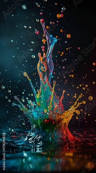 Fototapeta colorful splashes in water splash