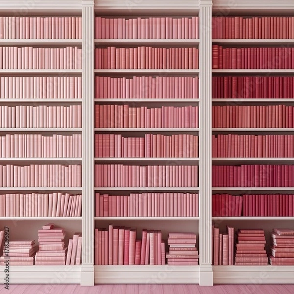 Fototapeta library, books on the shelves, library shelves with books