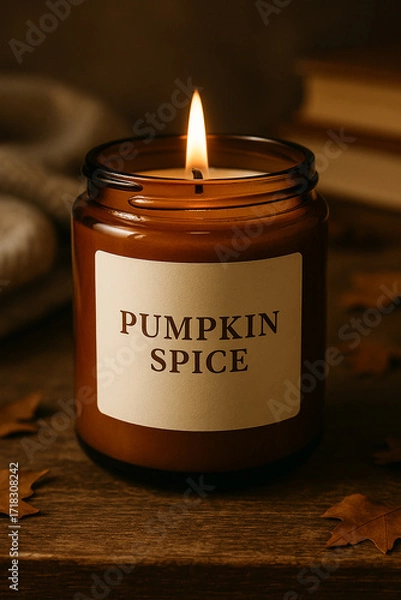 Obraz Pumpkin Spice Candle with Warm Glow