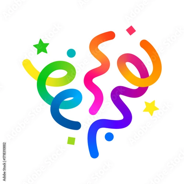 Fototapeta Color Line Vector Confetti Icon. Birthday Firework Explosion Pattern. Party Line Shapes Confetti with Stars