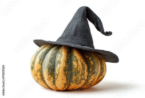 Obraz Halloween pumpkin in the hat isolated on white background