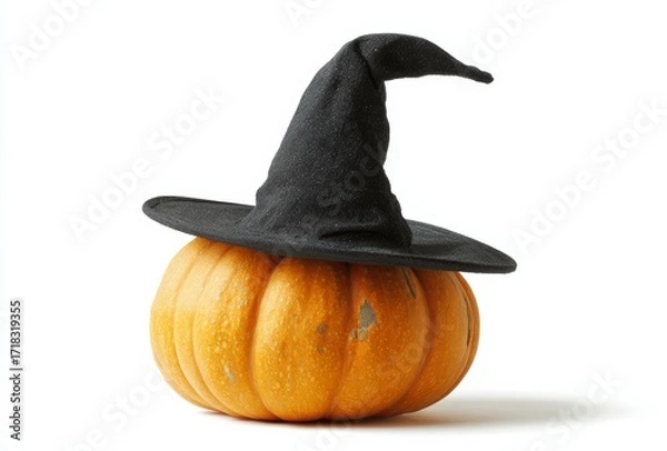 Obraz Halloween pumpkin in the hat isolated on white background