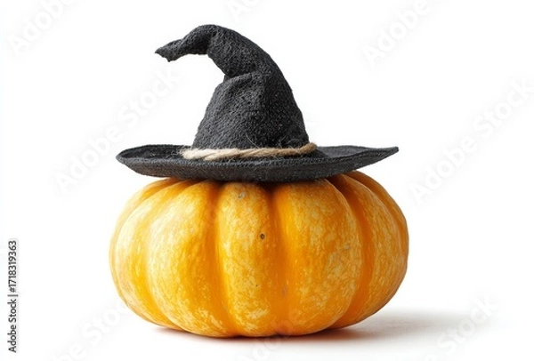 Obraz Halloween pumpkin in the hat isolated on white background