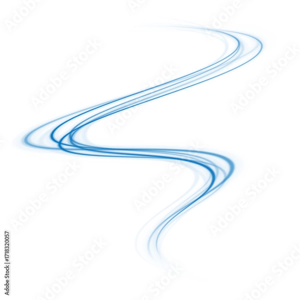 Fototapeta cool airflow effect with light blue waves and dynamic motion, representing fresh wind, filtration, and purification. Perfect for air conditioners, ventilation, speed, and futuristic design concepts.