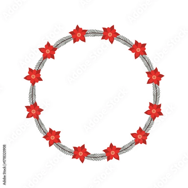 Fototapeta Christmas wreaths made of branches, leaves, berries and ribbons