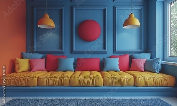 Obraz Vibrant colorful interior design with a cozy seating area
