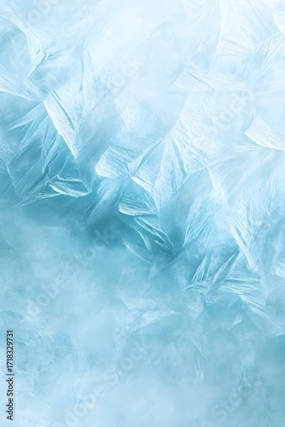 Fototapeta Light Blue Winter Ice Texture Crystal Pattern Background