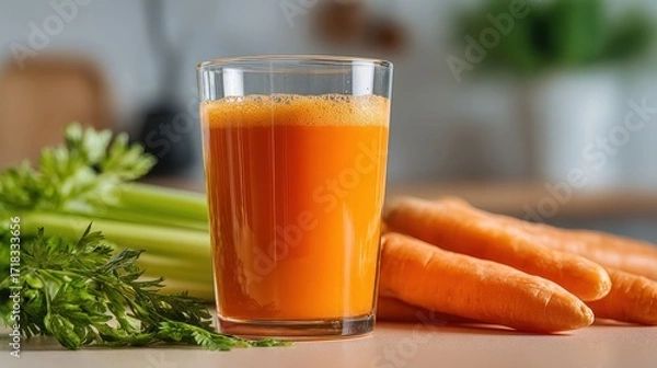 Fototapeta Fresh Carrot and Celery Juice: A Healthy Delight