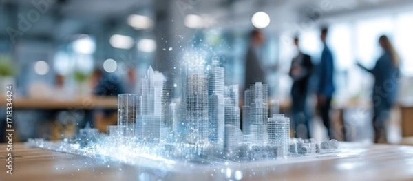 Fototapeta Innovative Cityscape Design: Digital Model of a Futuristic Metropolis