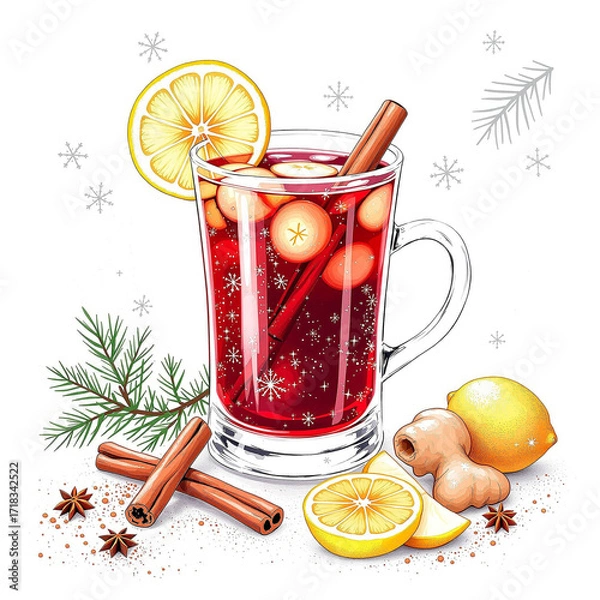 Fototapeta glass of juice and lemon