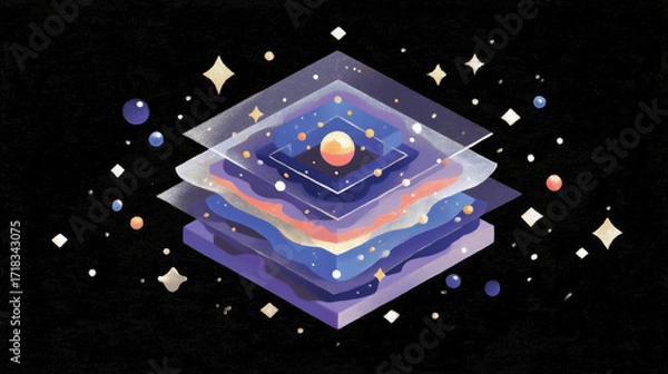 Obraz Neural network, geometric digital network, overlapping, black background, blue, neural brain, networking through ai, conceptual artwork
