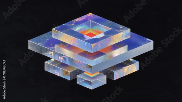 Obraz Neural network, geometric digital network, overlapping, black background, blue, neural brain, networking through ai, conceptual artwork
