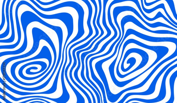 Fototapeta Abstract Swirl Psychedelic Groovy Pattern. Wavy Spiral Vector Background. Funky Liquid Shape Texture.