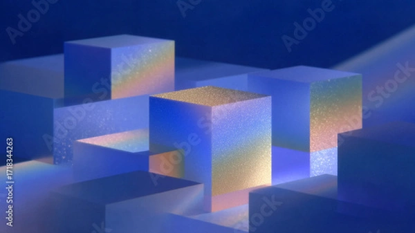 Obraz Neural network, cubes, silos, different areas of communication, ai neural networks, cubed, overlapped
