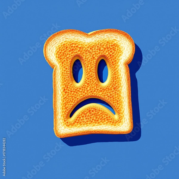 Fototapeta upset Toster bread on a blue background